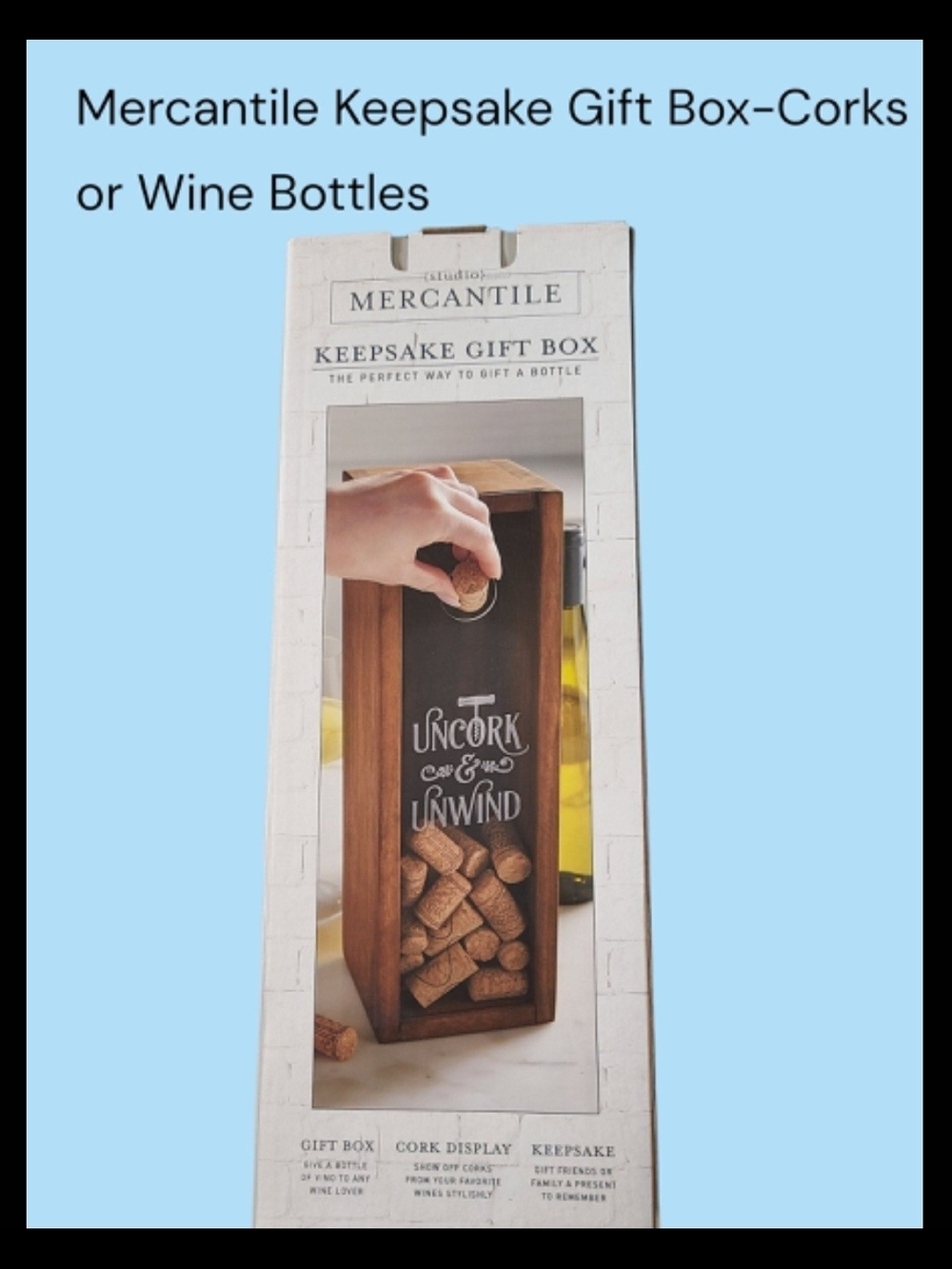 Mercantile Keepsake Gift Box in Brown - Wine Bottle Or Cork Wood Display Box